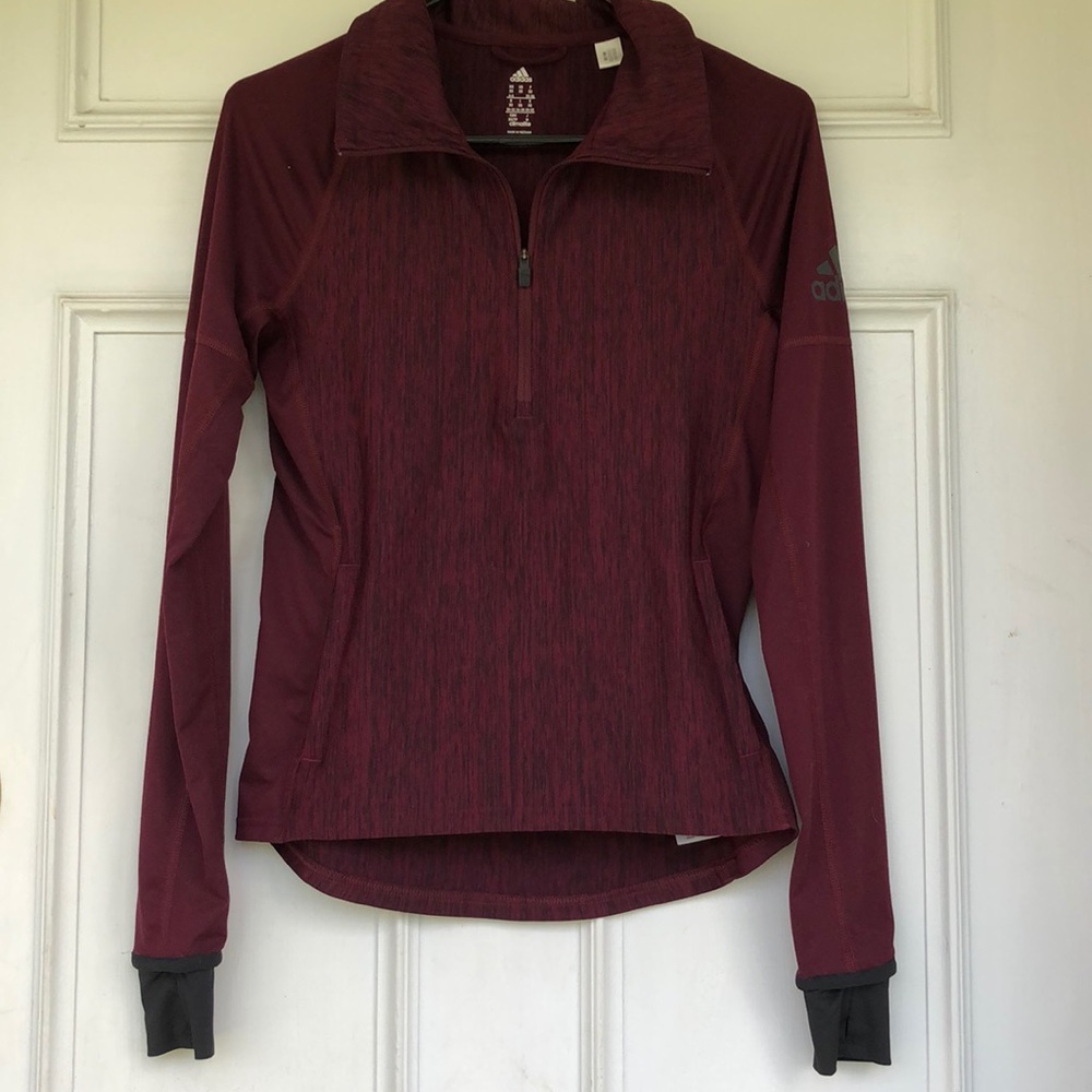 Adidas women’s XS maroon climalite 1/2 zipup shirt